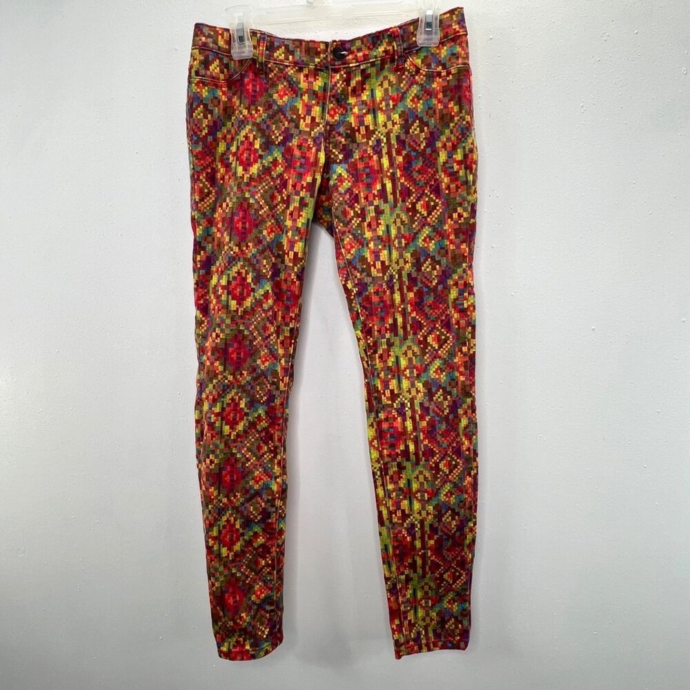 Princess Vera Wang Jeans 9 Junior Multi Color Tiny Squares Aztec Pattern Stretch